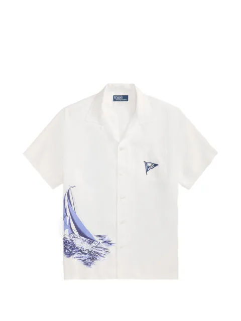 Polo Ralph Lauren classic fit nautical linen camp shirt White 710B18204001