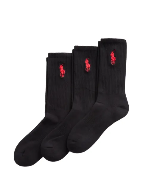 Polo Ralph Lauren pony crew socks (set of three) Black 449865823001