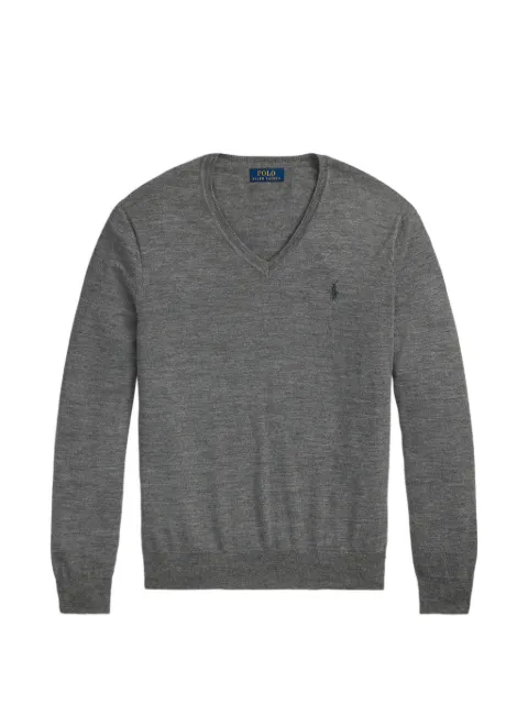 Polo Ralph Lauren logo-embroidered V-neck sweater Grey 710941105002