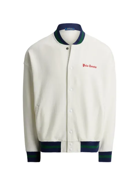 Polo Ralph Lauren relaxed fit fleece baseball jacket White 710B19233001
