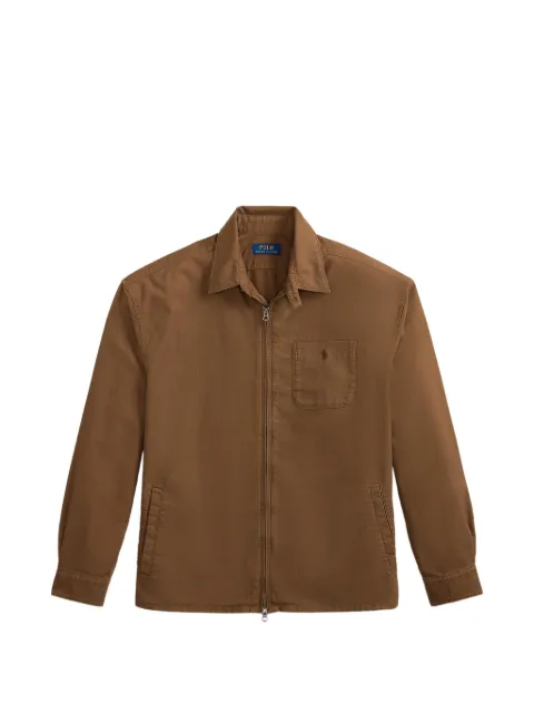 Polo Ralph Lauren Pony-embroidered zip-up shirt jacket Brown 710B29068003