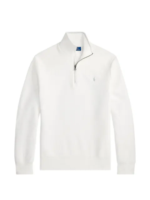 Polo Ralph Lauren mesh-knit cotton quarter-zip sweater White 710B18060001