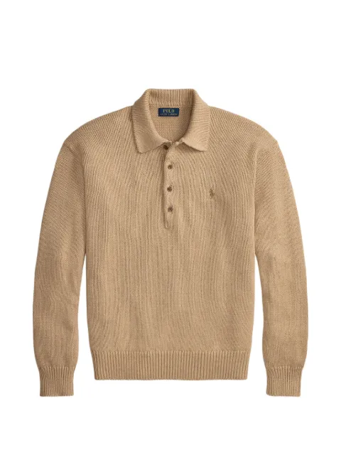 Polo Ralph Lauren logo-embroidered polo-collar sweater Brown 710B27268002