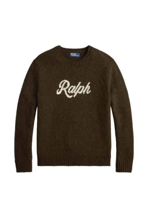 Polo Ralph Lauren logo-intarsia crew-neck sweater Brown 710B24668001