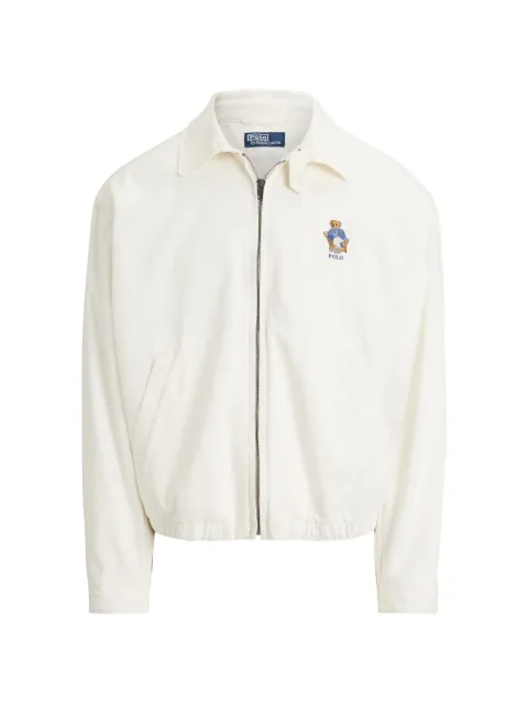 Polo Ralph Lauren bear-embroidered twill jacket White 710B17645001
