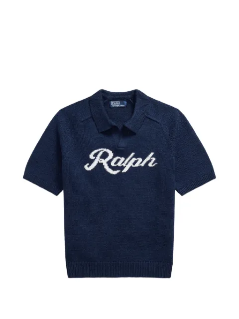 Polo Ralph Lauren logo-intarsia short-sleeve sweater Blue 710B32233001