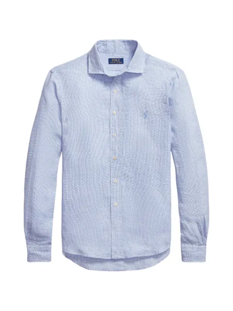 Polo Ralph Lauren houndstooth-pattern embroidered Pony shirt Blue 710B22589002