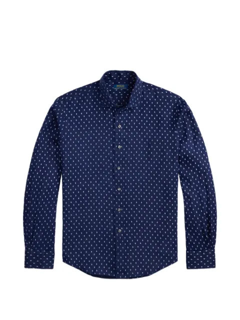 Polo Ralph Lauren diamond-print linen shirt Blue 710B22590001