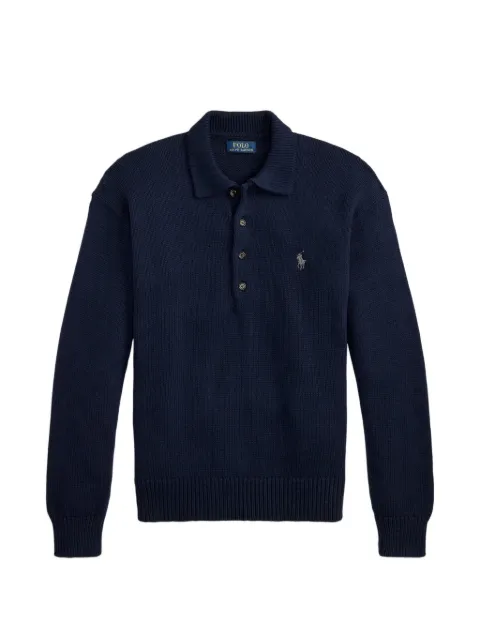 Polo Ralph Lauren logo-embroidered button-placket sweater Blue 710B27268003