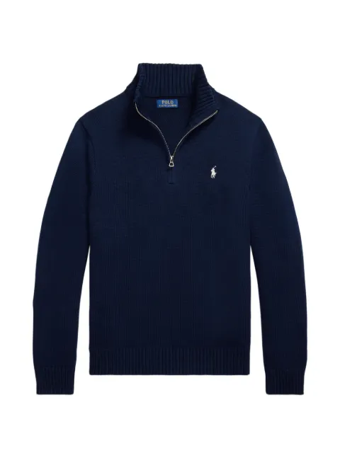Polo Ralph Lauren quarter-zip Pony-motif sweater Blue 710859939523