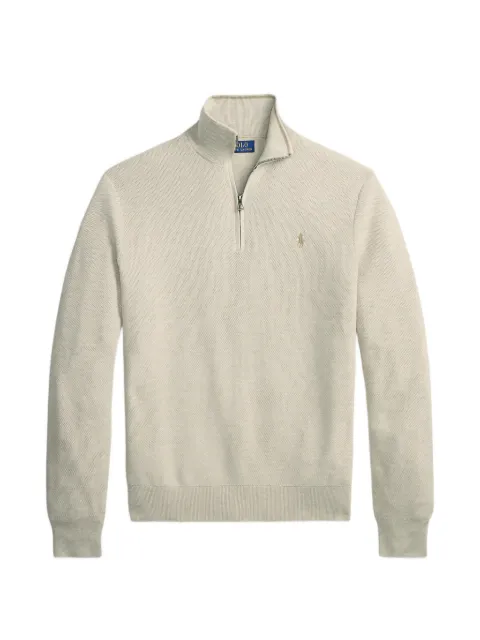 Polo Ralph Lauren mesh-knit quarter-zip sweater Neutrals 710B18060003
