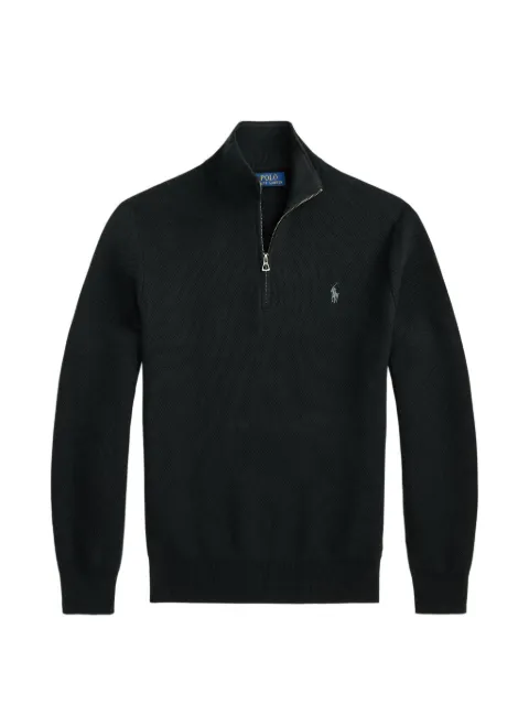 Polo Ralph Lauren mesh-knit quarter-zip sweater Black 710B18060008