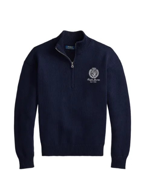 Polo Ralph Lauren Wimbledon embroidered-logo quarter-zip sweater Blue 710B18061001