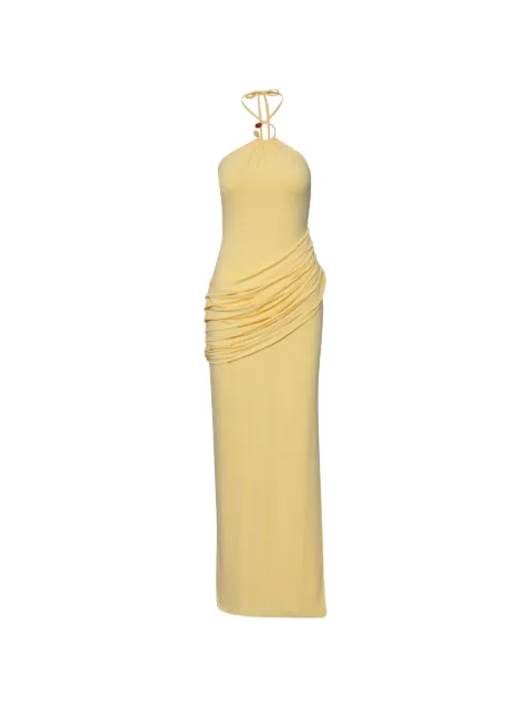 Baobab Clelia resin-embellished draped maxi dress Yellow 6270394