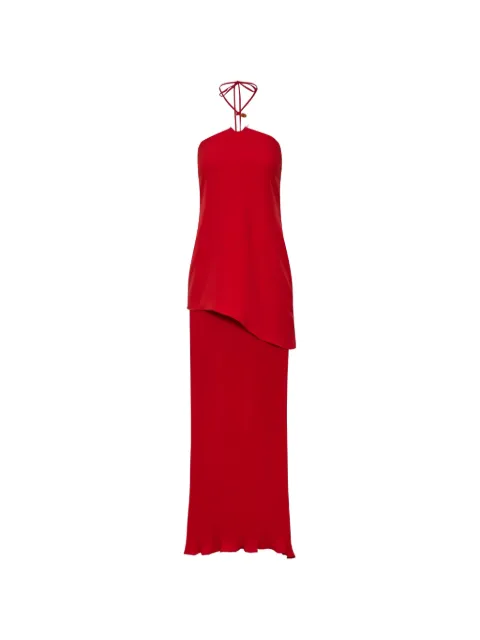 Baobab Gaia halter-ring pleated maxi dress Red 6600966