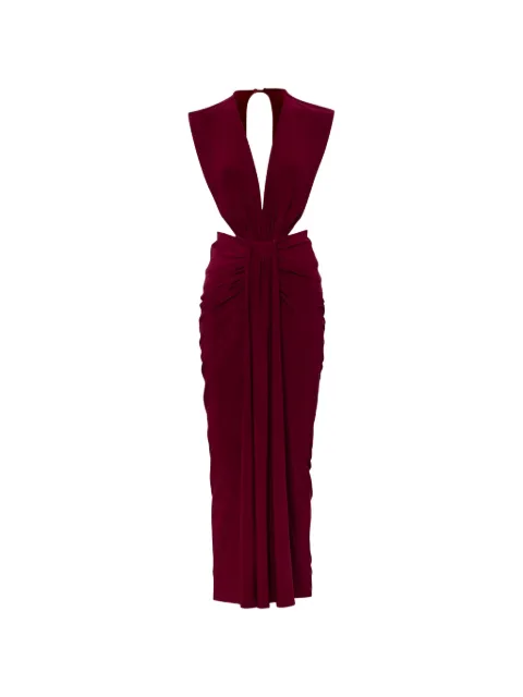 Baobab Nia V-neck ruched maxi dress Red 6060994