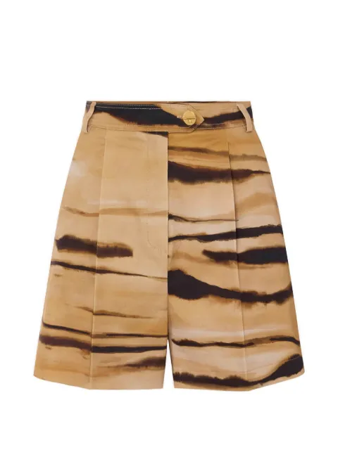 Elisabetta Franchi drill shorts with tiger print Neutrals SH01362E2