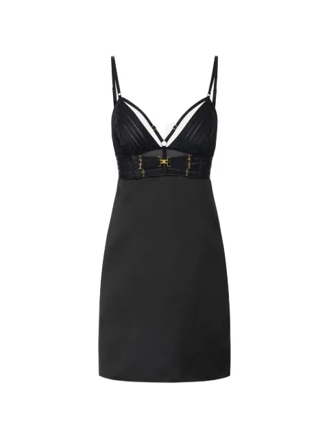 Elisabetta Franchi mini dress in Duchess satin with elastic straps Black AB95062E2