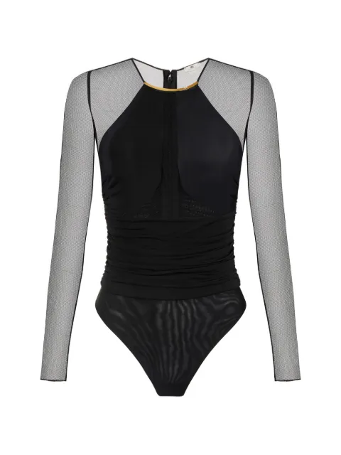 Elisabetta Franchi lightweight crêpe jersey bodysuit with jewel detail Black BO03062E2
