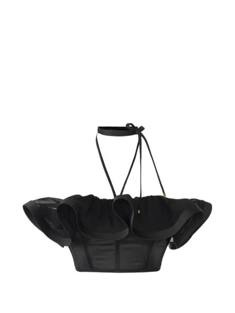 Elisabetta Franchi ruffled halterneck top Black TO03962E2