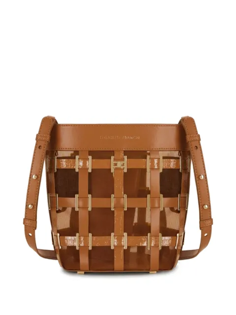 Elisabetta Franchi mesh bucket bag with rings Brown BS04A62E2
