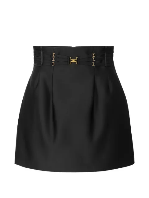 Elisabetta Franchi mini skirt in Duchesse with elastic bands Black GO18962E2