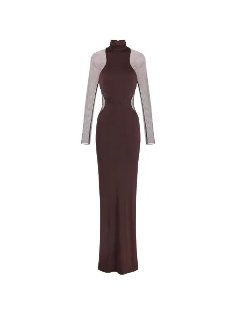 Elisabetta Franchi Red Carpet dress with sheer details Brown ABR2262E2