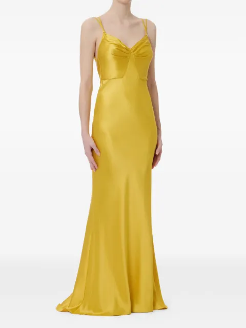 Elisabetta Franchi Red Carpet dress in satin fabric Yellow ABR3362E2