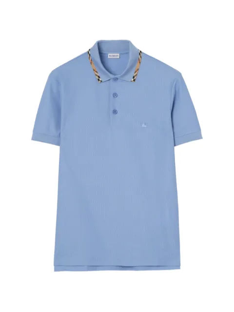 Burberry Check trim cotton polo shirt Blue 8126956