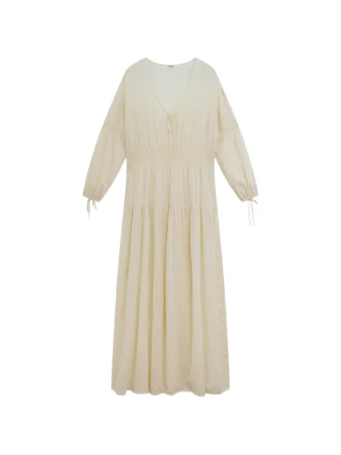 ASPESI tiered shirred midi dress Neutrals 2968M060
