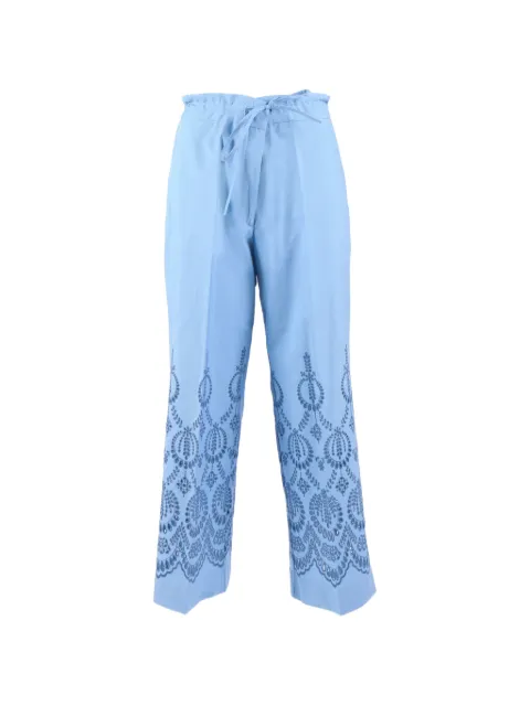 P.A.R.O.S.H. drawstring embroidered trousers Blue CANNESD232447