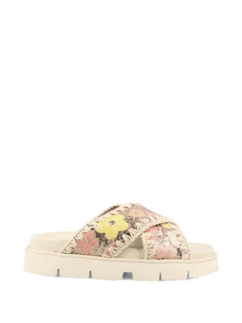 Mou sequin-embellished flat sandals Neutrals SW461017GSSN