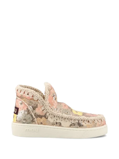 Mou sequin-embellished floral boots Neutrals SW211057GSSN