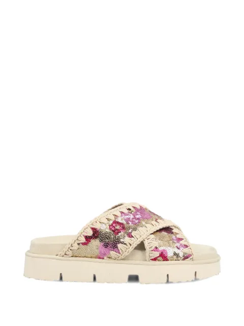 Mou floral criss-cross sandals Neutrals SW461017GSSFU
