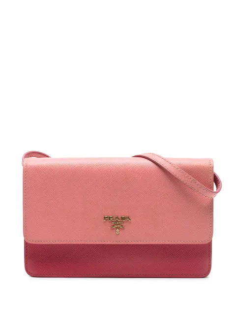 Prada Pre-Owned 2010-2026 Bicolor Saffiano Lux Wallet On Strap crossbody bag Pink HLSN6AUHPTV4ZBGC