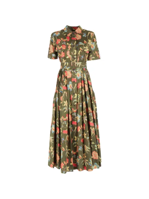 Fay floral belted midi shirt Green N8WE3526030ZGH
