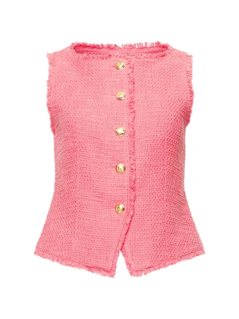 Cinq A Sept Camen button bouclé vest Pink ZV017114ZSUNSB