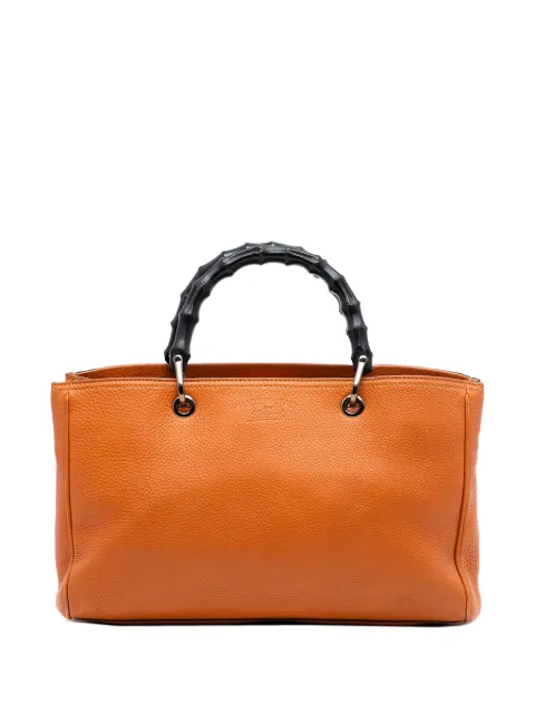 Gucci Pre-Owned 2016-2026 Medium Calfskin Bamboo Shopper satchel Orange ZBO04101VO3RIAXK