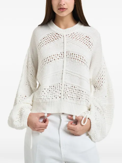 LIU JO tie-detail long-sleeve sweater White WA6419MA86R