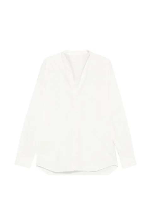 Rick Owens Island asymmetric-neck long-sleeved shirt White RU02F4299P