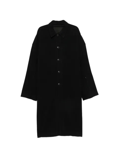 Rick Owens Tower buttoned Brad coat in black boiled wool Black RU02F4970WBD