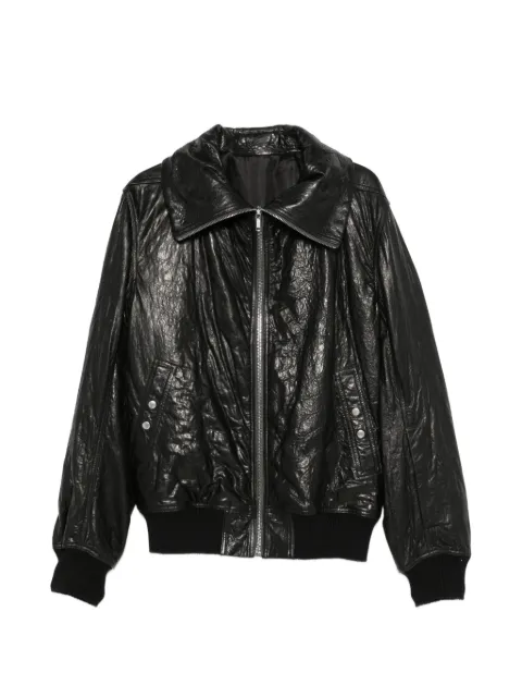 Rick Owens Dracuflight hammered leather bomber jacket Black RU02F4751LBE