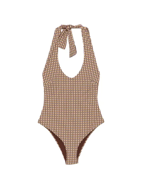 SIR. geometric-print swimsuit Brown SIR2260005
