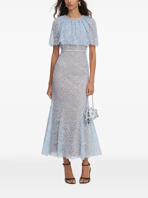 Self-Portrait blue lace cape midi dress Blue PF26099MBL