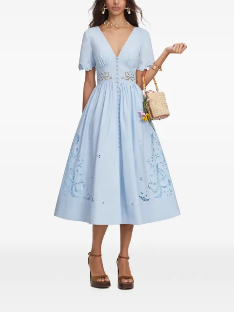Self-Portrait embroidered midi dress Blue PF26018MABL