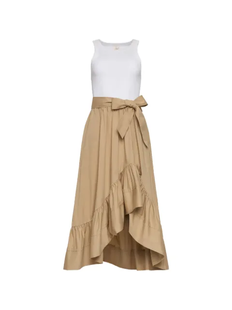 Cinq A Sept Zayla ruffled tie-waist midi dress Neutrals ZD29628921ZWKH