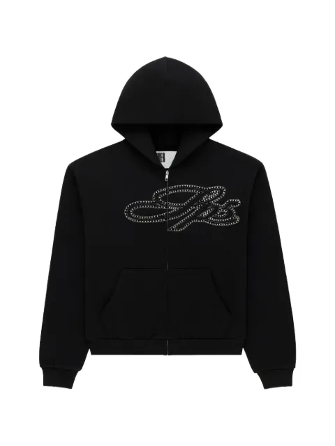 SP5DER rhinestone-embellished hoodie Black SP5DER351