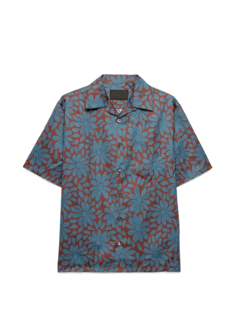 Prada short-sleeved cotton-blend shirt Red UCS414SUMO19G0