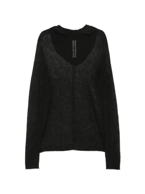 Rick Owens sheer hooded sweater Black RU02F4636