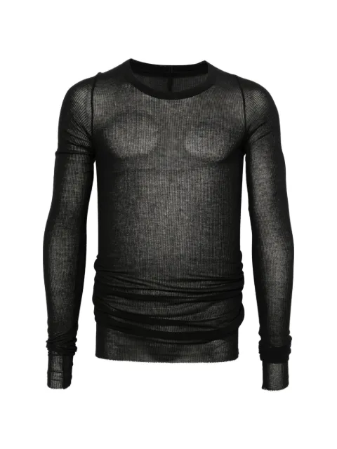 Rick Owens tower rib long-sleeved tee Black RU02F4250MR